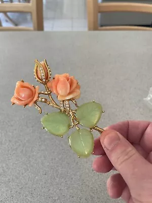 Nolan Miller Anne Margaret Coral And Jade Brooch • $65