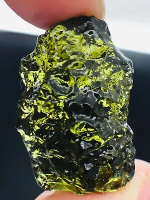 Certified Raw Moldavite Pendant Necklace From Czech Republic Impact Glass 41CT • $10.50