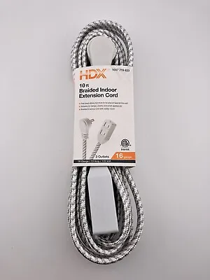 Extension Power Cord Indoor 16 Gauge 3 Electrical Outlets 13 Amp White Pattern • $5.89