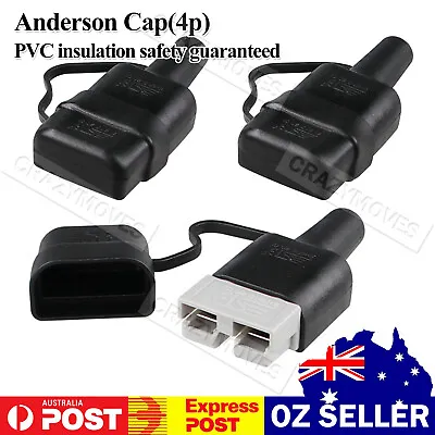 4x Waterproof 50A Anderson Plug Dust Cable Sheath Cover Black With Cap VIC • $10.93