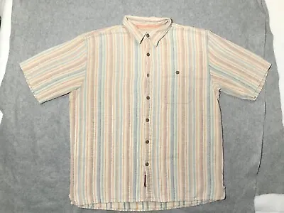 The Territory Ahead Men's XXL  Striped Short Sleeve Cotton Button Up Shirt • $10.99