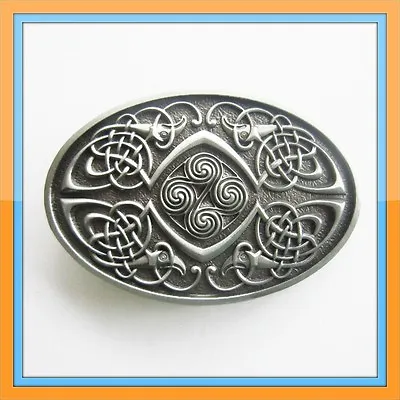 Oval Irish Celtic Knots Silver Medieval Belt Buckle • $11.99