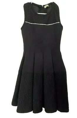 Monnalisa Chic Black Sleeveless Eyelet  Rhinestone Fit Flare Dress Youth  Xs  🌸 • $42.49