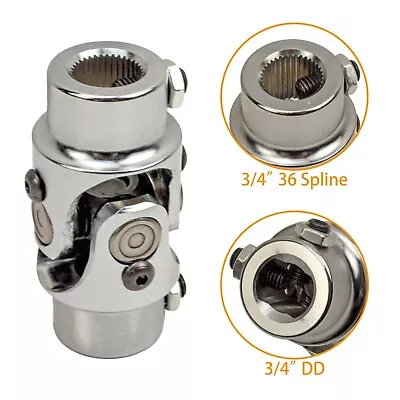 Steering Shaft U Joint 3/4 DD To 3/4 36 Spline Single Chrome U Joint Coupling • $20.79