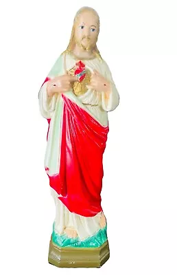 $34.95 • Buy Vintage Sacred Heart Of Jesus Statue Religious Catholic Stigmata Early Chalkware
