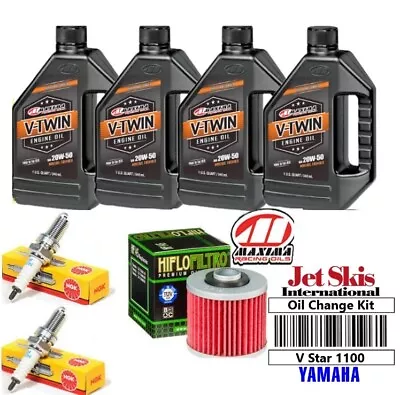 $56.69 • Buy Yamaha V Star 1100 Oil Change Tune Up Kit 20W50 4 Quarts Spark Plugs Oil Filter