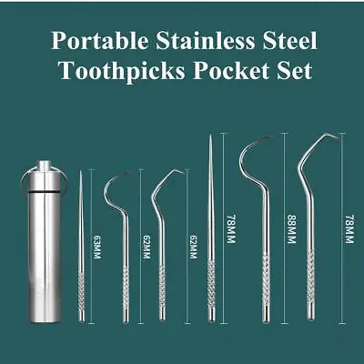 8PCS Portable Stainless Steel Toothpick Pocket Set Reusable Metal Anti-corrosion • $13.89