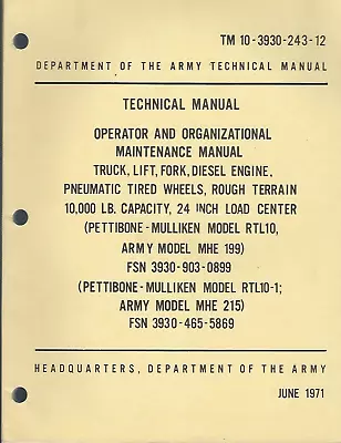 Historical Book Fork Lift Rough Terrain 10000 Lb Capacity MHE 199 Operator • $15