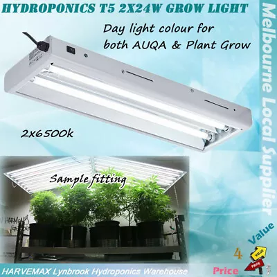 Hydroponics Propagation T5 2x24W Grow Light Reflector 2x 6500K Cloning Lamps • $94.30