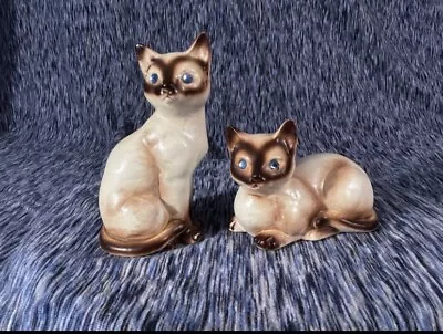 Vintage Victoria Ceramics Siamese Cat Salt & Pepper Blue Rhinestone Eyes Japan • $20