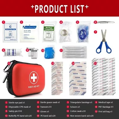 91 Piece First Aid Kit Emergency Medical Bag Travel Car Home Taxi Work Workplace • £12.45