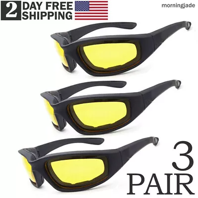 3 Pairs Padded Foam Safety Wind Resistant Sunglasses Motorcycle Riding Glasses • $9.80