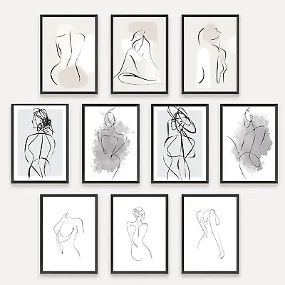 Modern One Line Prints Set Minimalism Home Canvas Poster Abstract Art Gift A4 A3 • £3.49