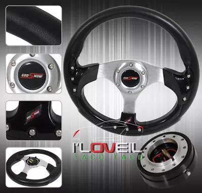 320mm Black Godsnow Steering Wheel + 1.5  Slim Quick Release Adapter Jdm • $45.99