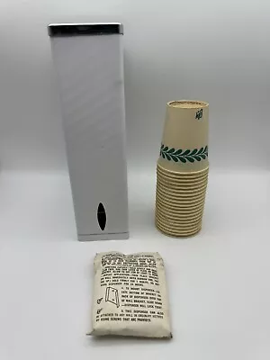 Vintage Lincoln BeautyWare Metal Paper Cup Wall Dispenser + 20 Vtg Lily Cups • $39.99