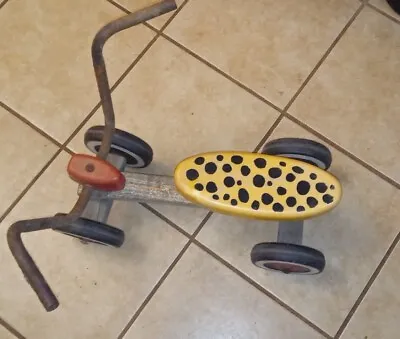 Playskool Trike Wiggle Wagon Childs Ride On Yellow Seat Black Dots Vintage • $10