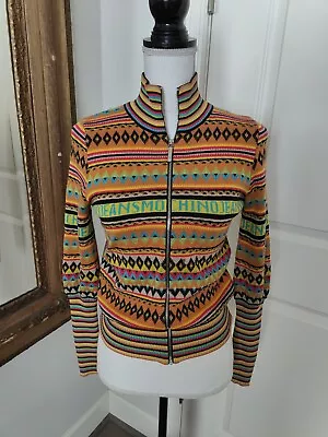 Moschino Jeans Vintage Y2K Spell Out Turtle Neck Cardigan Zip Sweater SZ Small • $69.99