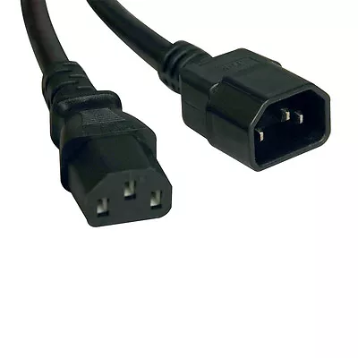 BLACK Power Mains Extension Cord Cable IEC C13 Female To IEC C14 Male 0.75m 75cm • £5.75