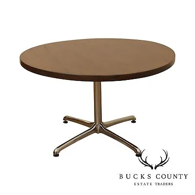 $795 • Buy Mid Century 48 Inch Round Wood Top Dining Table, Chrome Pedestal Base