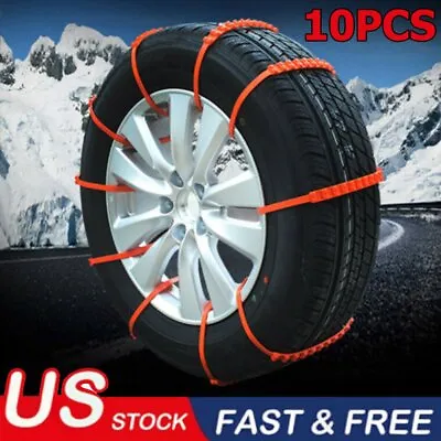 10PC Snow Chains Car Anti Slip Tire Chain Adjustable Anti-Skid For Car/SUV/Truck • $14.99