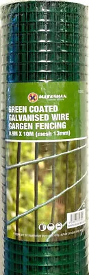 10M PVC Coated Wire Mesh Fencing 10M X0.9M Height Green Galvanised Garden Fence • £19.95