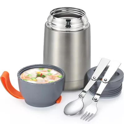 Thermos Flask Bottle Hot Food Lunch Vacuum Insulated Soup Jar Work Travel 650ML • $24.89