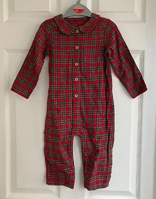 NEW TU Baby Boys Red Tartan Festive Romper Sizes 12-18 & 18-24 Months • £7