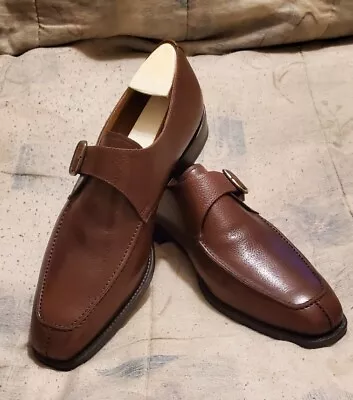 Romano Martegani Brown Leather Apron Top Split Toe Monk Strap Loafers • $200