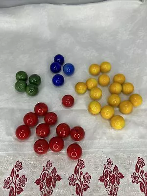 Vintage 7/8 Inch  Marbles Red Blue Green Glowing Yellow Lot Of  34 Shooters Old • $19.99
