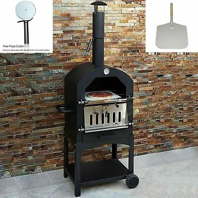 Outdoor Pizza Oven Garden Chimney Charcoal BBQ Smoker 3-Tier Large Freestanding • £139.95