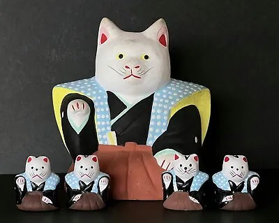 Rare Samurai Maneki Neko Hatsutatsu 5 Lucky Cats Vintage Japanese • $150