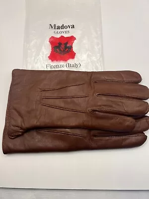 New Buttery Soft Men's Madova Brown Leather Gloves Italy Size 9/Large W/ Bag • $75