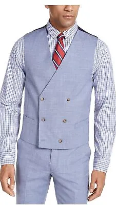 Lauren Ralph Lauren Men's Stretch Textured Double-Breasted Suit Vest Medium Blue • $10.56