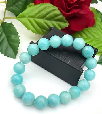 100% Natural Amazonite Round Beads Bracelet • $40