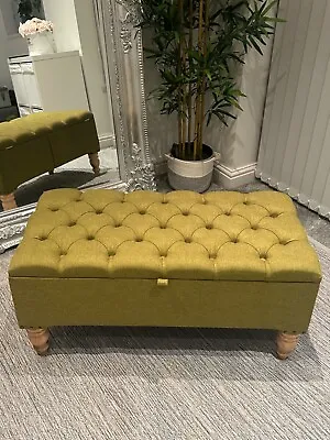 Chesterfield Storage Ottoman Footstool Coffee Table Soft  Faux Wool Fabric • £140