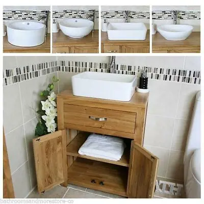 Bathroom Vanity Unit Oak Cabinet Furniture Wash Stand White Ceramic Basin 502 A • £479