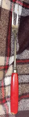 Vintage Ekco Meat Fork Wood Handle Stainless Steel USA Distressed Kitchen Red • $4.99