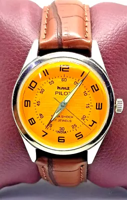 HMT PILOT Hand-Winding Men's Watch Stainless Steel Yellow Dial Working • $13.49