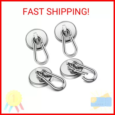 Strong Magnetic Hooks 100Lbs 4 Pack Heavy Duty Neodymium Magnet Hooks With Swiv • $12.98