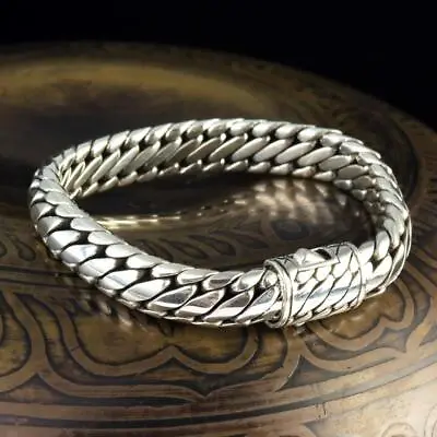 Chain Bracelet 6 ¼ Inches 925 Sterling Silver Handmade Bali Art Jewelry 53.33 G • $244