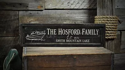 Custom Lake House Family Boat Sign-Rustic Hand Made Vintage Wood Sign • $149