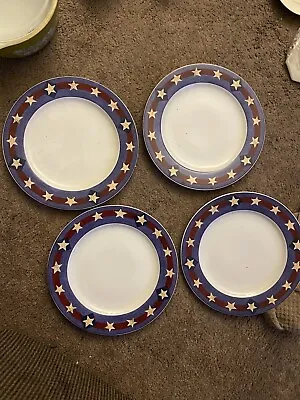4 Sakura Dinner Plates Spirit Of The Flag Stars Warren Kimble Brandon House 1998 • $18