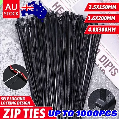 Cable Ties Zip Ties Nylon UV Stabilised 100/500/1000x Black Cable Tie AU Stock • $12.93