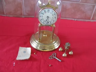 Vintage Anniversary Glass Dome Mantle Clock - Kieninger & Obergfell/Germany WKey • $29.95