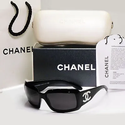 Chanel Sunglasses Mother Of Pearl 2006 Vintage Retro Black 5076-H C501/87 120124 • $366.75