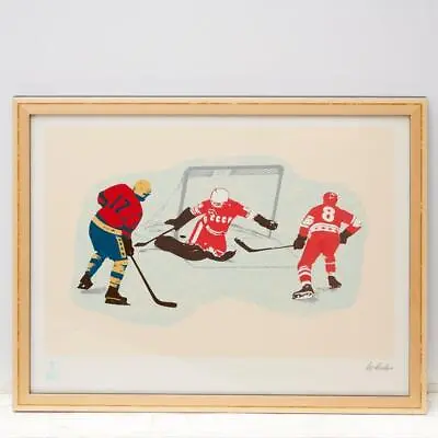 Original 1980 Winter Olympics Miracle On Ice Hockey Silkscreen Lithograph 27x21  • $450