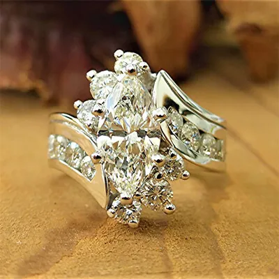 $2.15 • Buy Women Fashion 925 Silver Filled Ring Cubic Zircon Party Jewelry 6-10