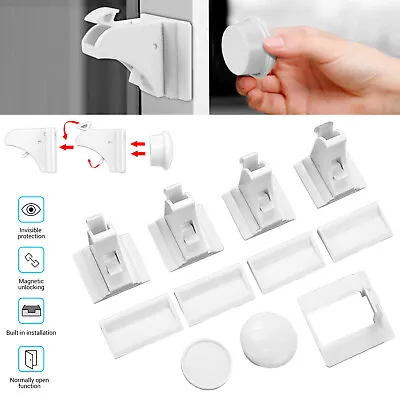 Invisible Magnetic Baby Child Pet Proof Cupboard Door Drawer Safety Lock Catch • £59.99