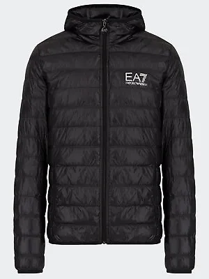 EA7 Emporio Armani Men's Packable Hooded Core Identity Puffer Jacket In Black • £109.95