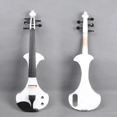 5 String Electric Violin 4/4 Solid Wood Ebony Fittings White With Bow Case • $325